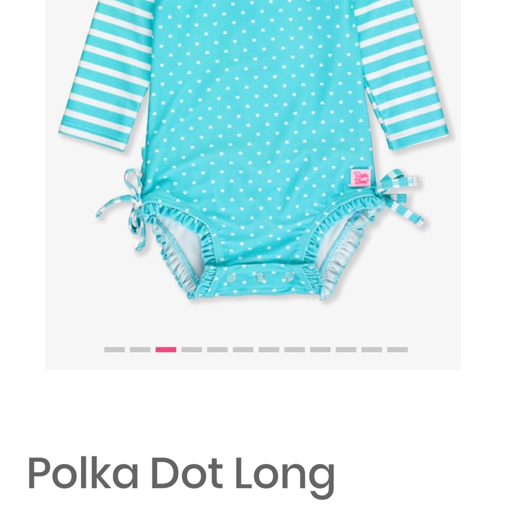 Ruffle Butts Aqua Polka Dot Baby Swimsuit